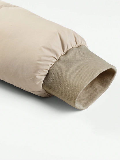 Manfinity Homme Men'S Long Sleeve Loose Drawstring Hooded Zip-Up Padded Coat (No Sweater Included) Plain Going Out Casual Quilted Outdoor Windbreaker Winter Outerwear, Fall